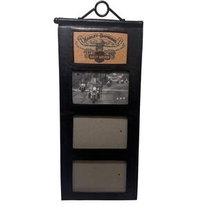 Vintage Harley-Davidson 3-Photo 4x6 Hanging Wall Frame Black Faux Leather 2007